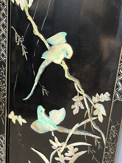 Mother of Pearl Panel "Sitting Blue Birds"