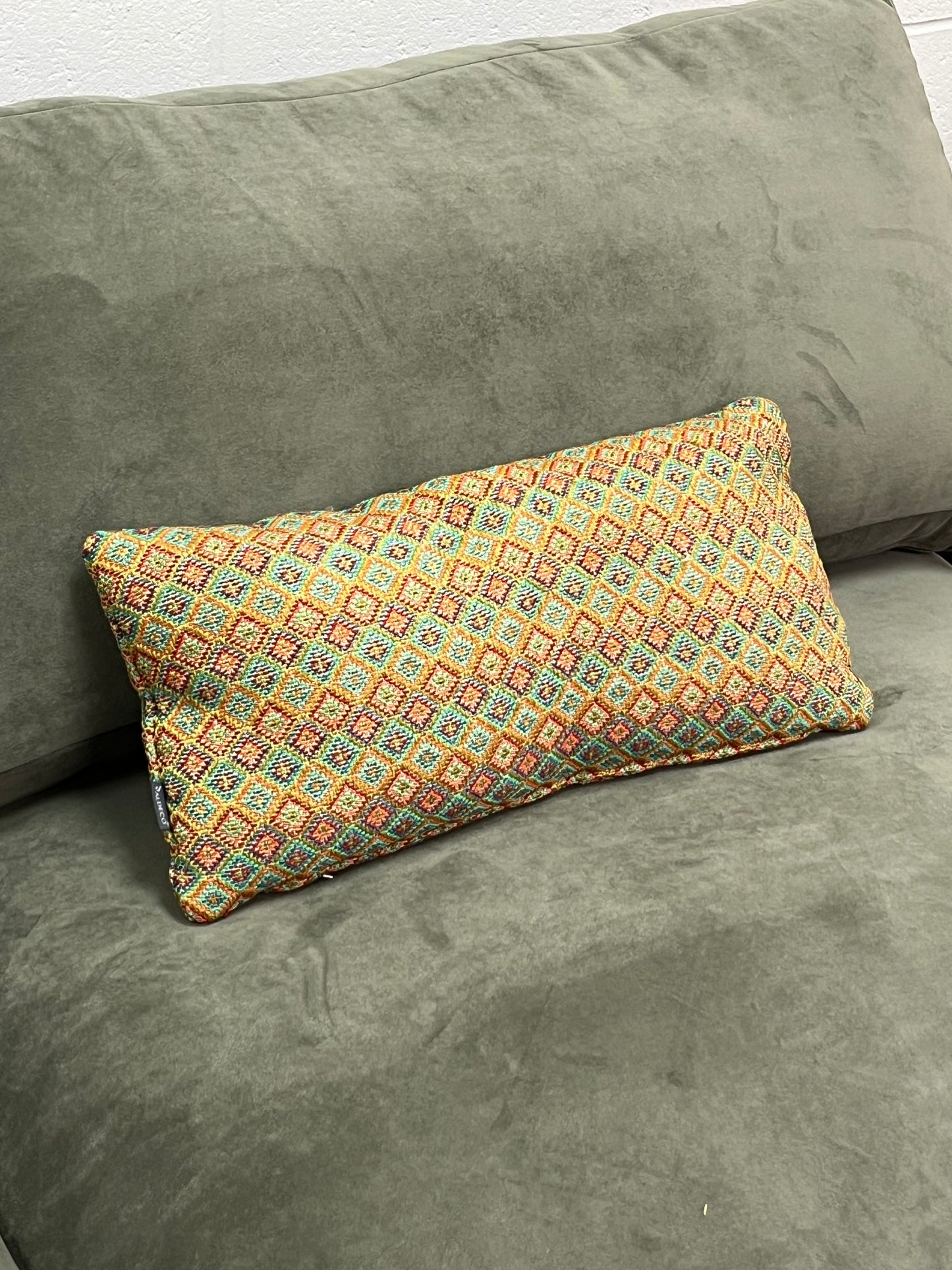 10" Orange Moroccan Style Geometric Pillow