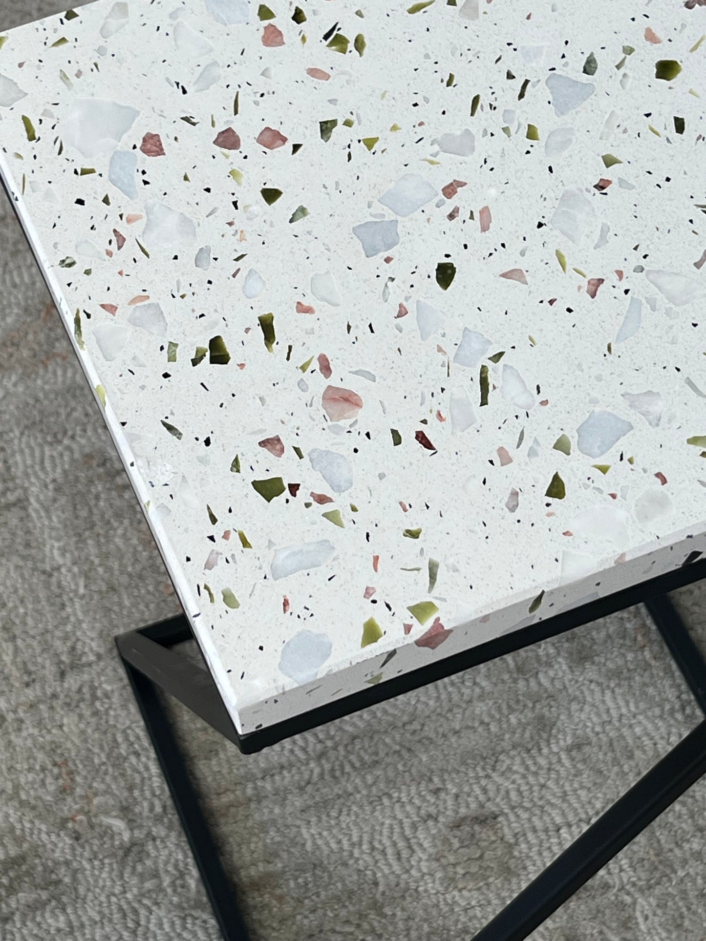 Pair of Modern Stone Top Square Side Tables