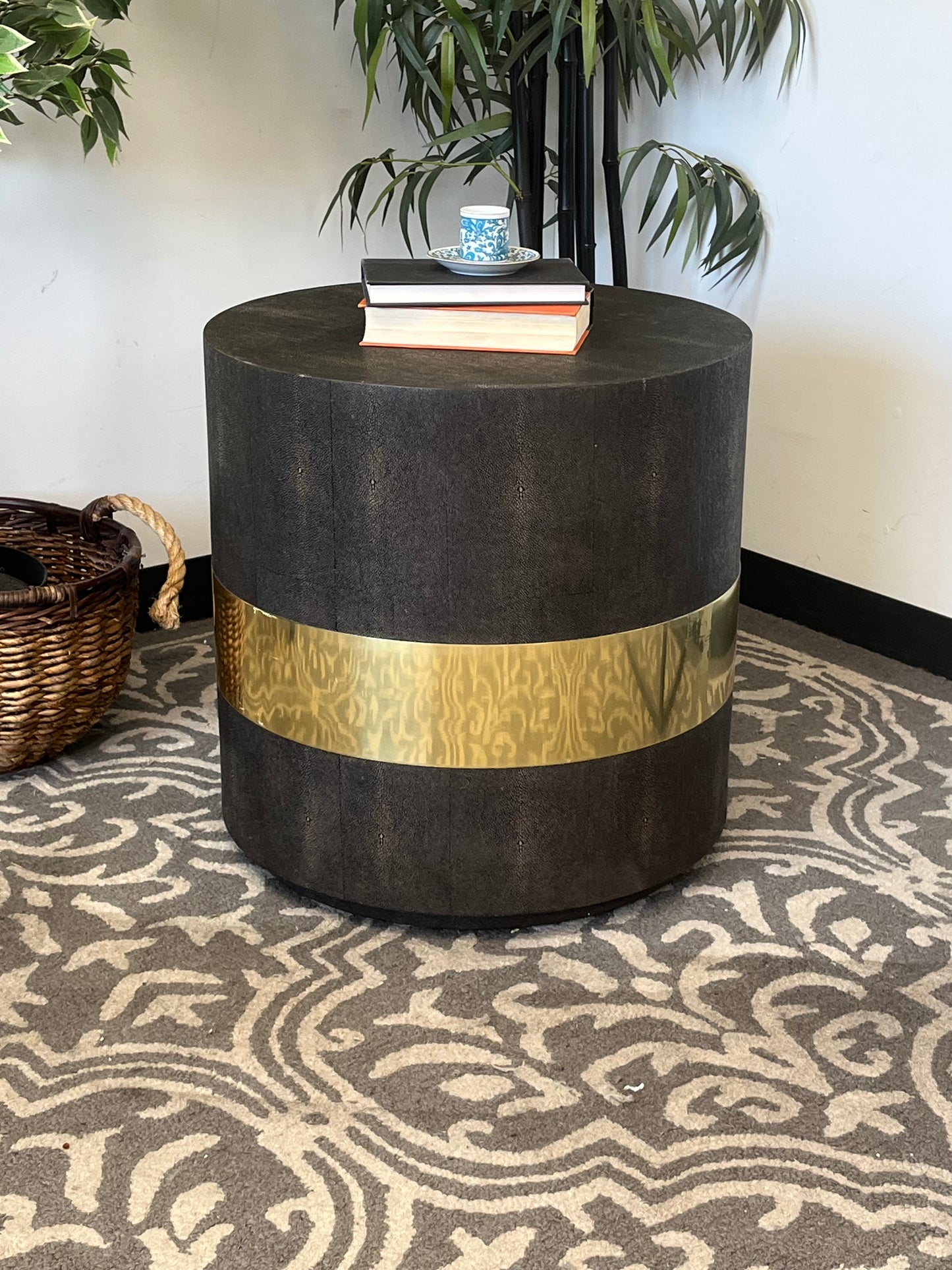 Mid Century Style Faux Leather Side Table