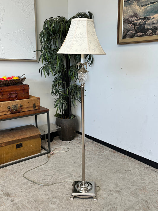 Modern Floor Lamp w/ Floral Lamp Shade