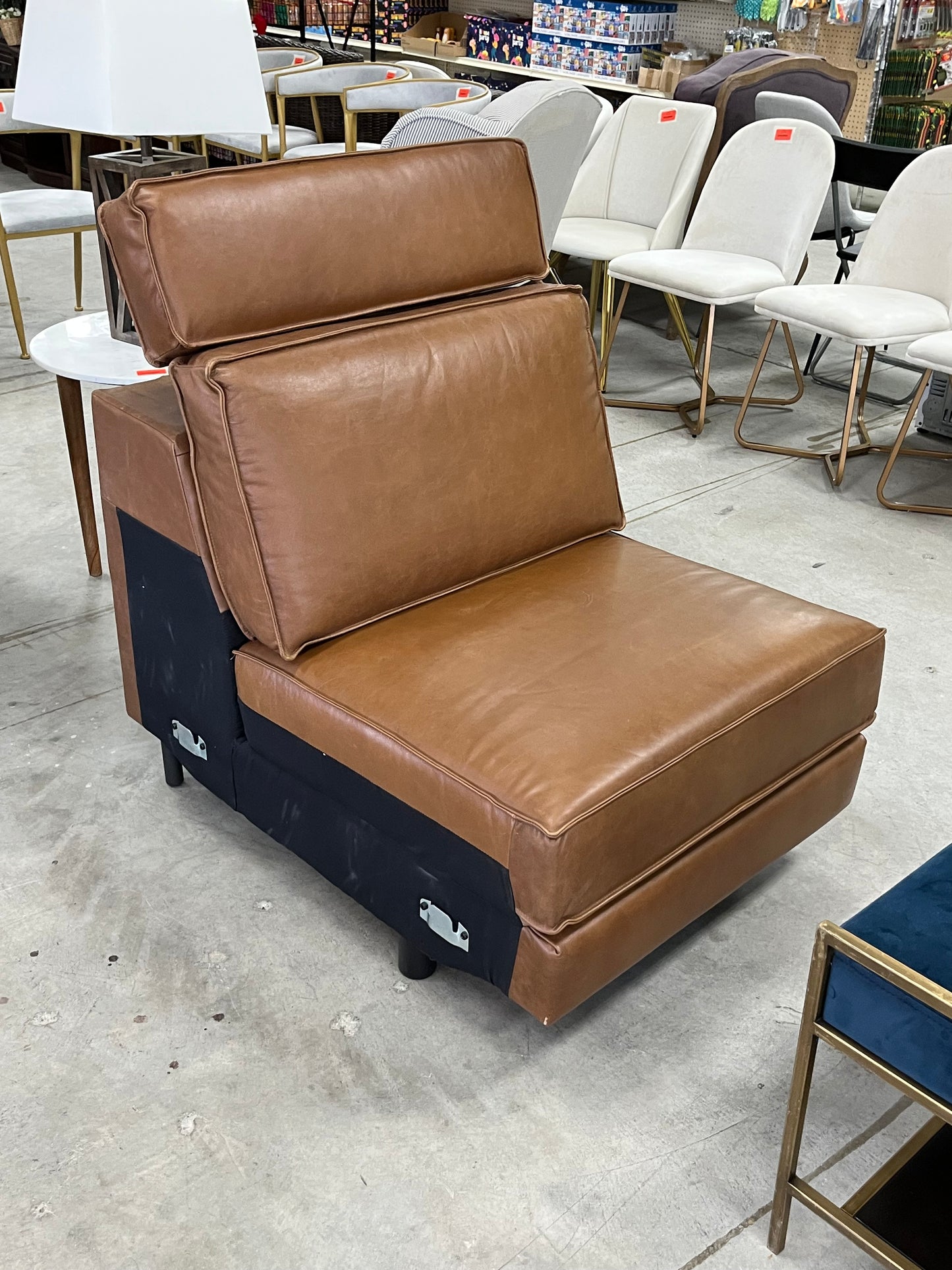 Armless Single Leather Chair
