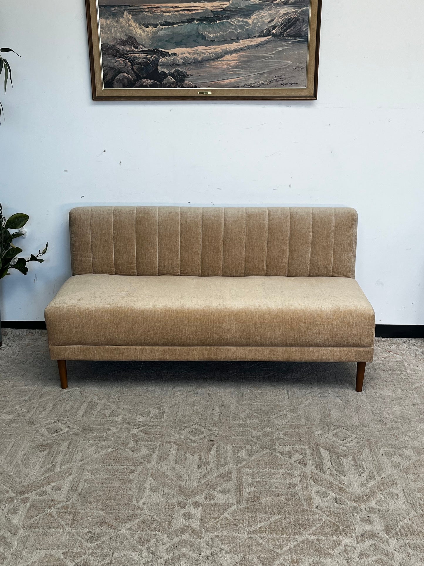 Modern Armless Beige Loveseat