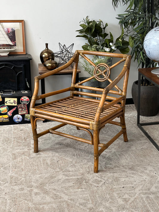 McGuire-Style Rattan Target Back Club Chair