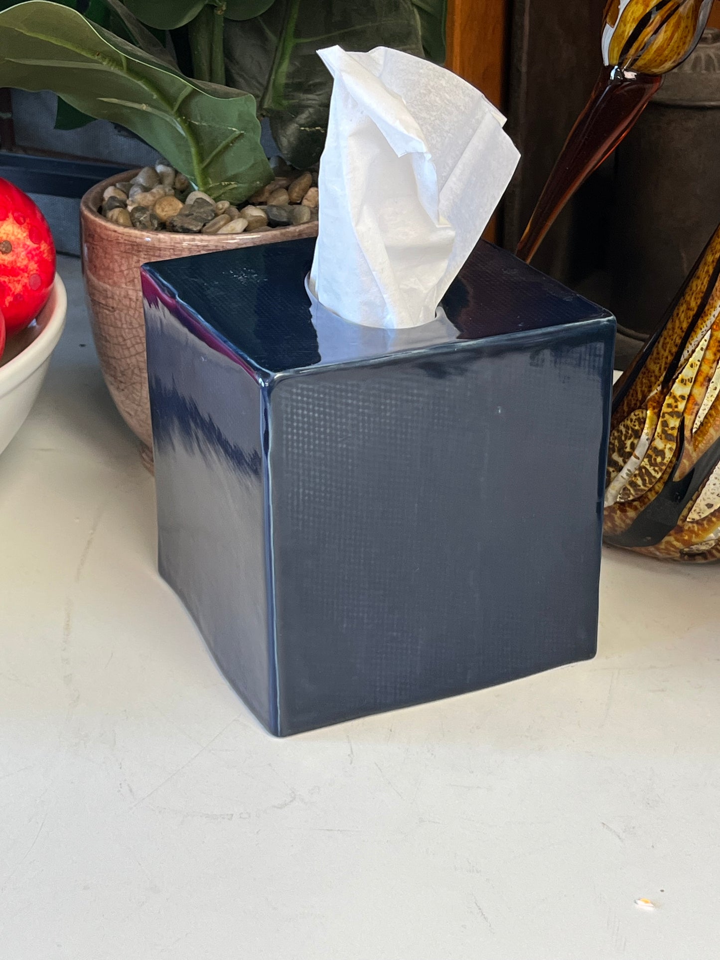 Blue Ceramic Tissue Box Holder