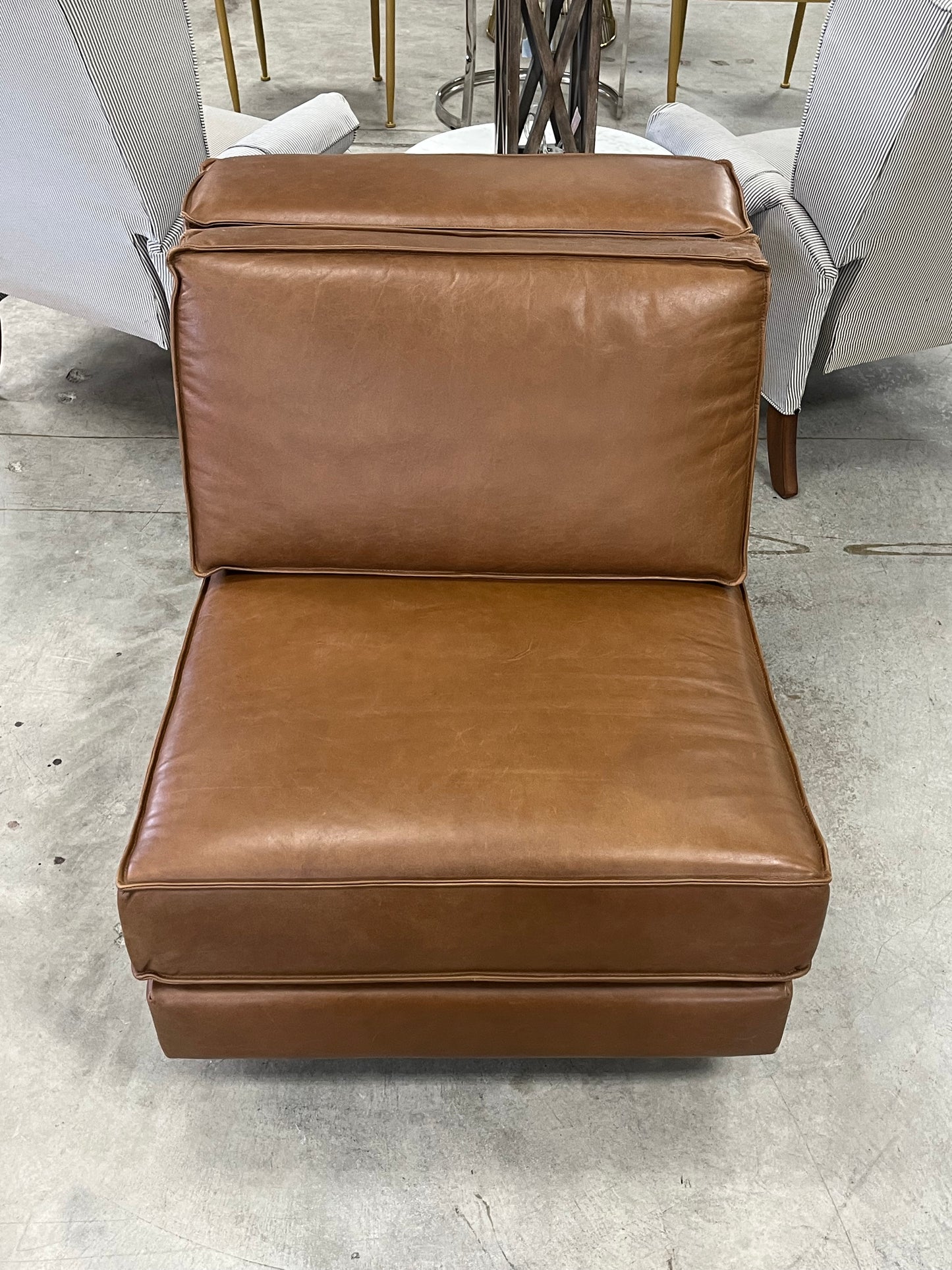 Armless Single Leather Chair
