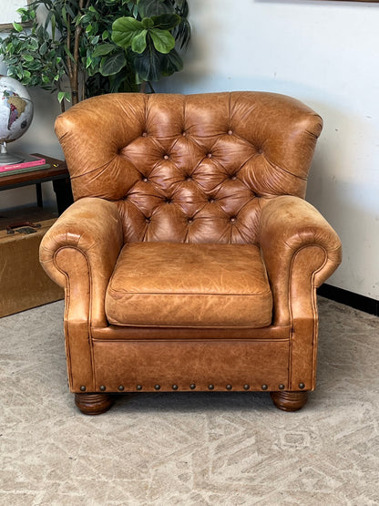 Vintage Style Faux Leather Club Chair