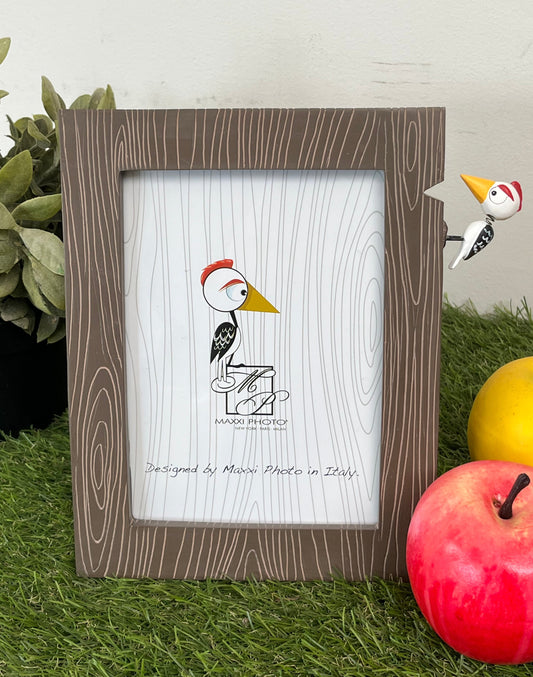 5 x 7 Wood Frame Design With Woodpecker Figure
