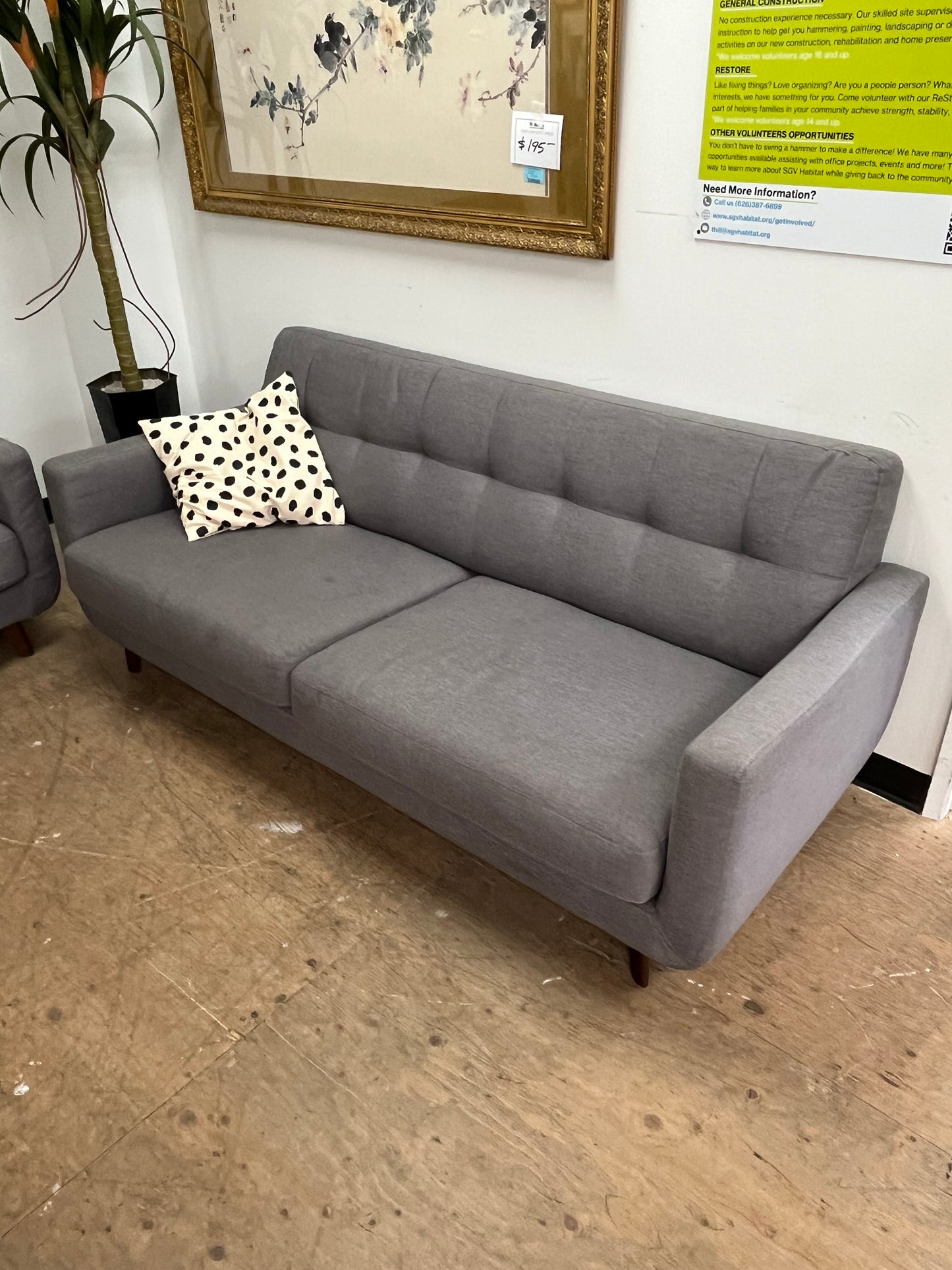 Mid-Century Modern Gray Couch