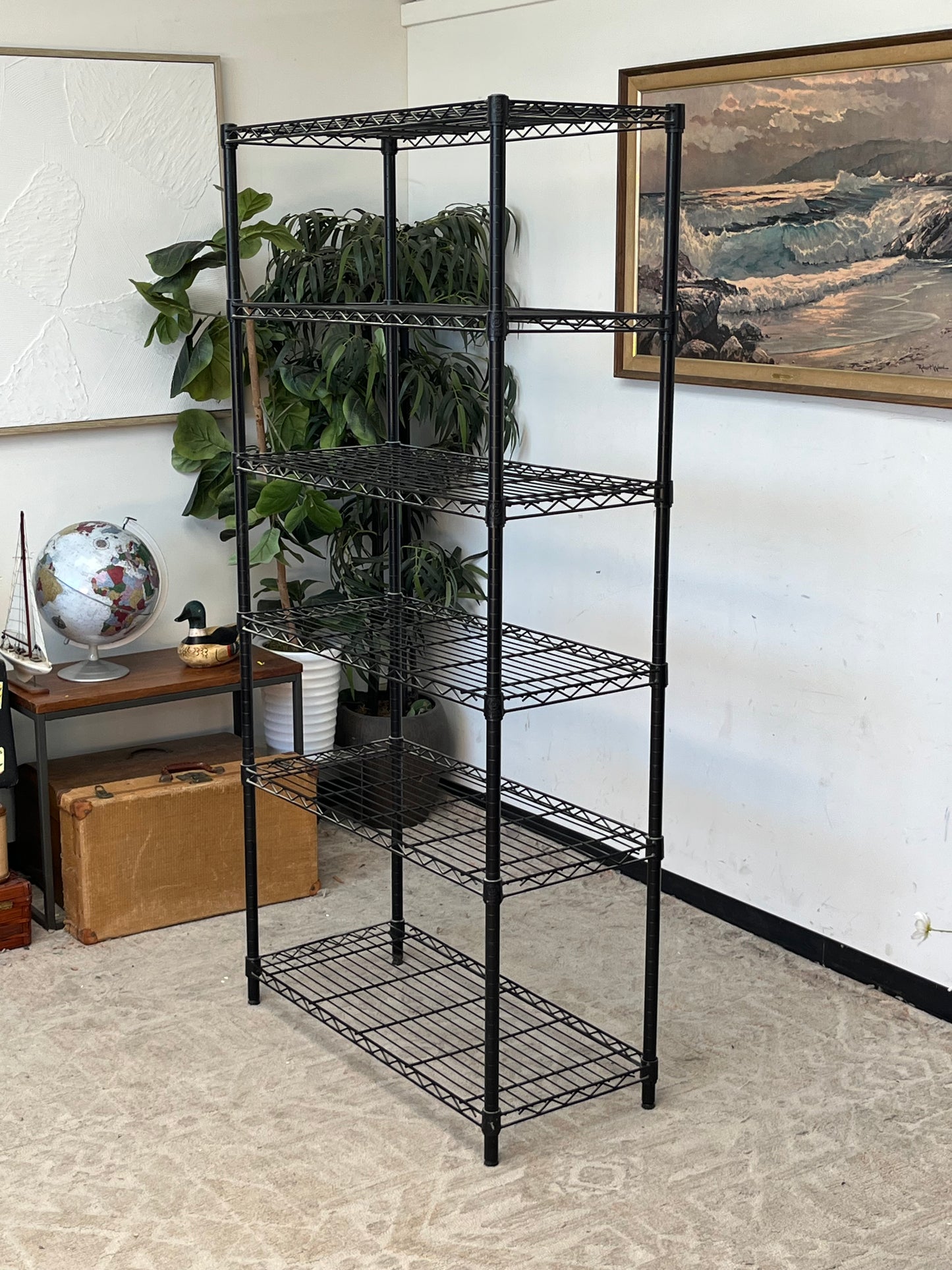 Industrial 72.5" Black Metal Rack