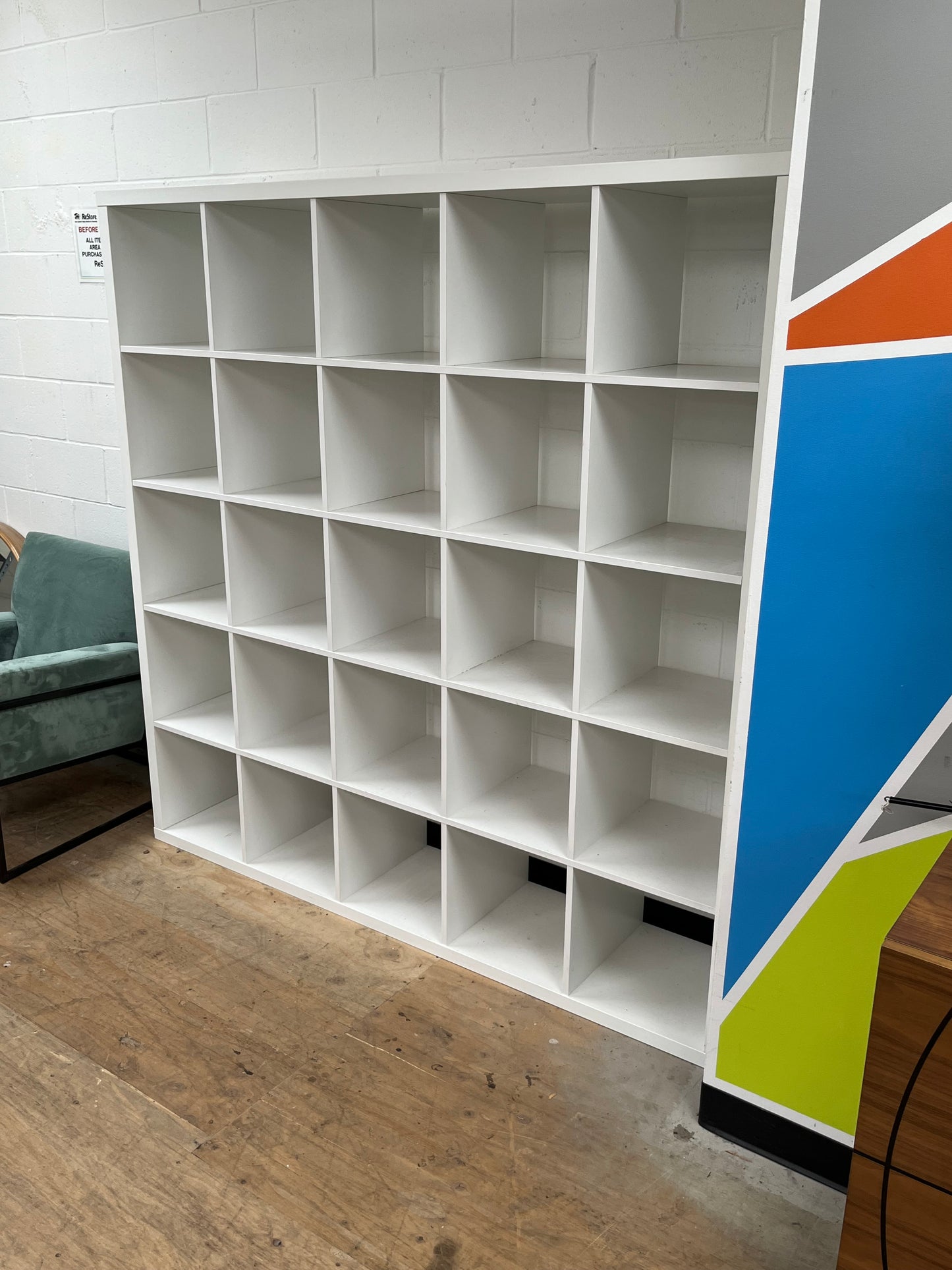 Ikea Style White 25-Cube Bookcase