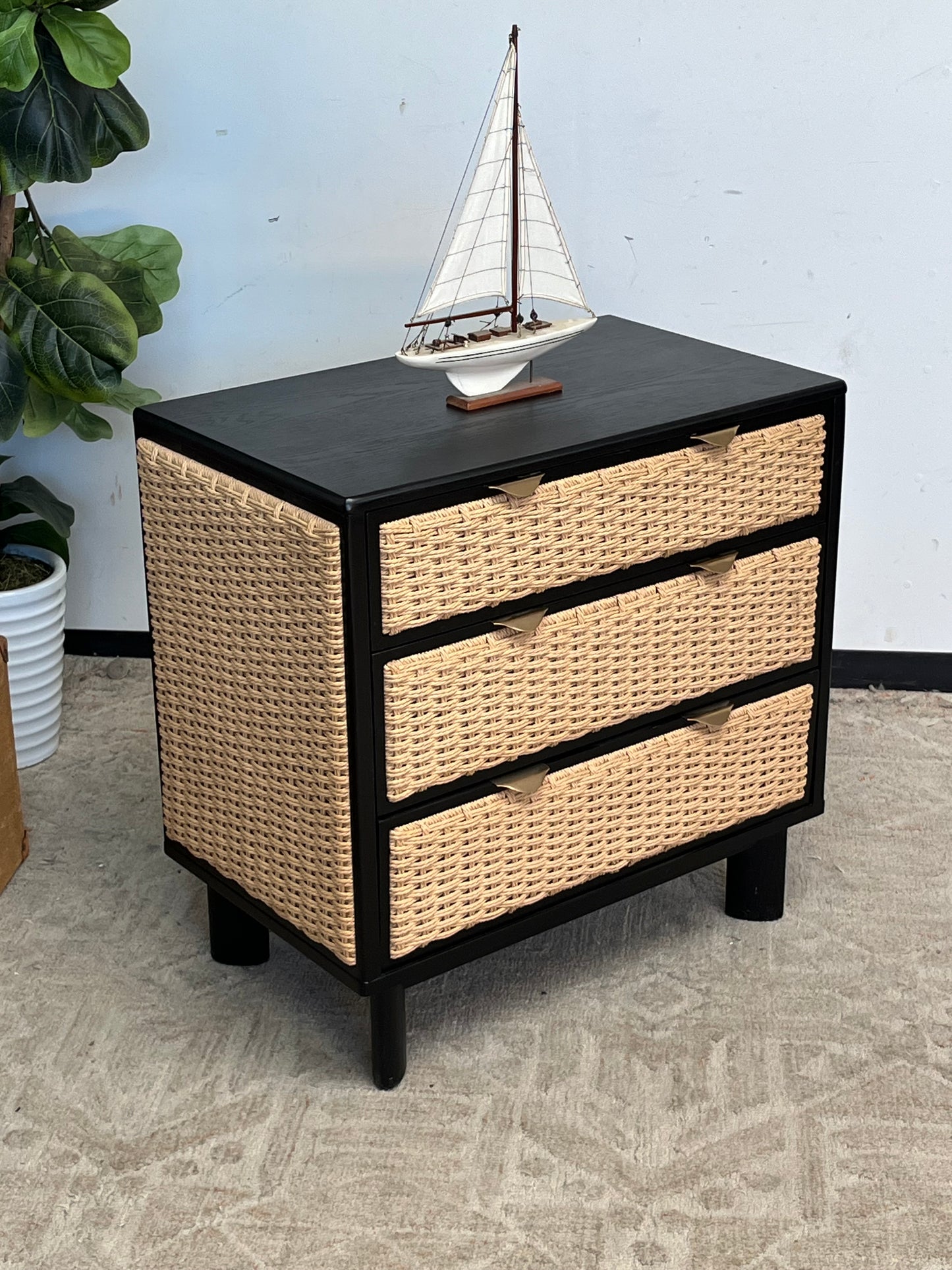 Rattan 3-Drawer End Table