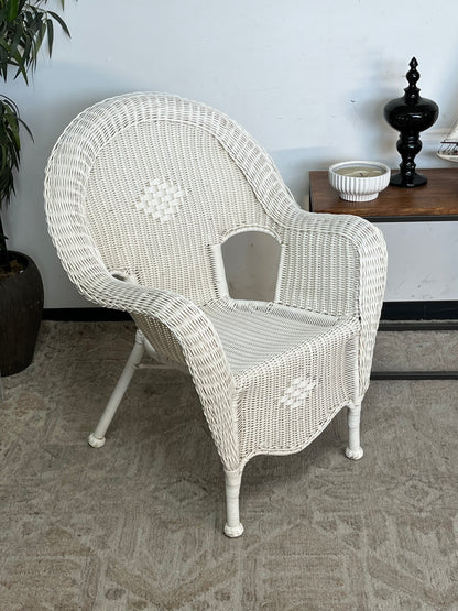 Hampton Bay White Woven Armchairs Set of 2