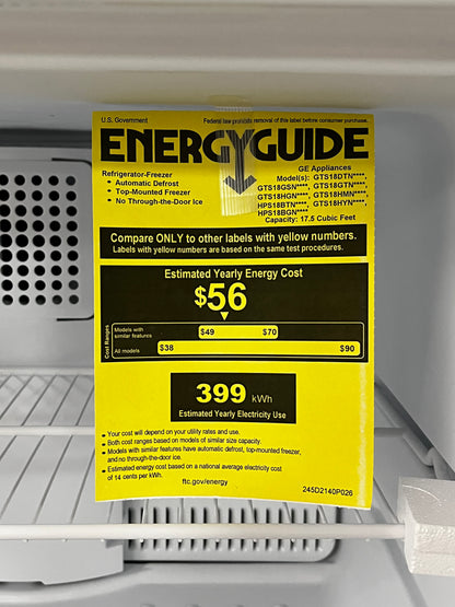 GE 17.5 cu. ft. Stainless Steel Top Freezer Refrigerator