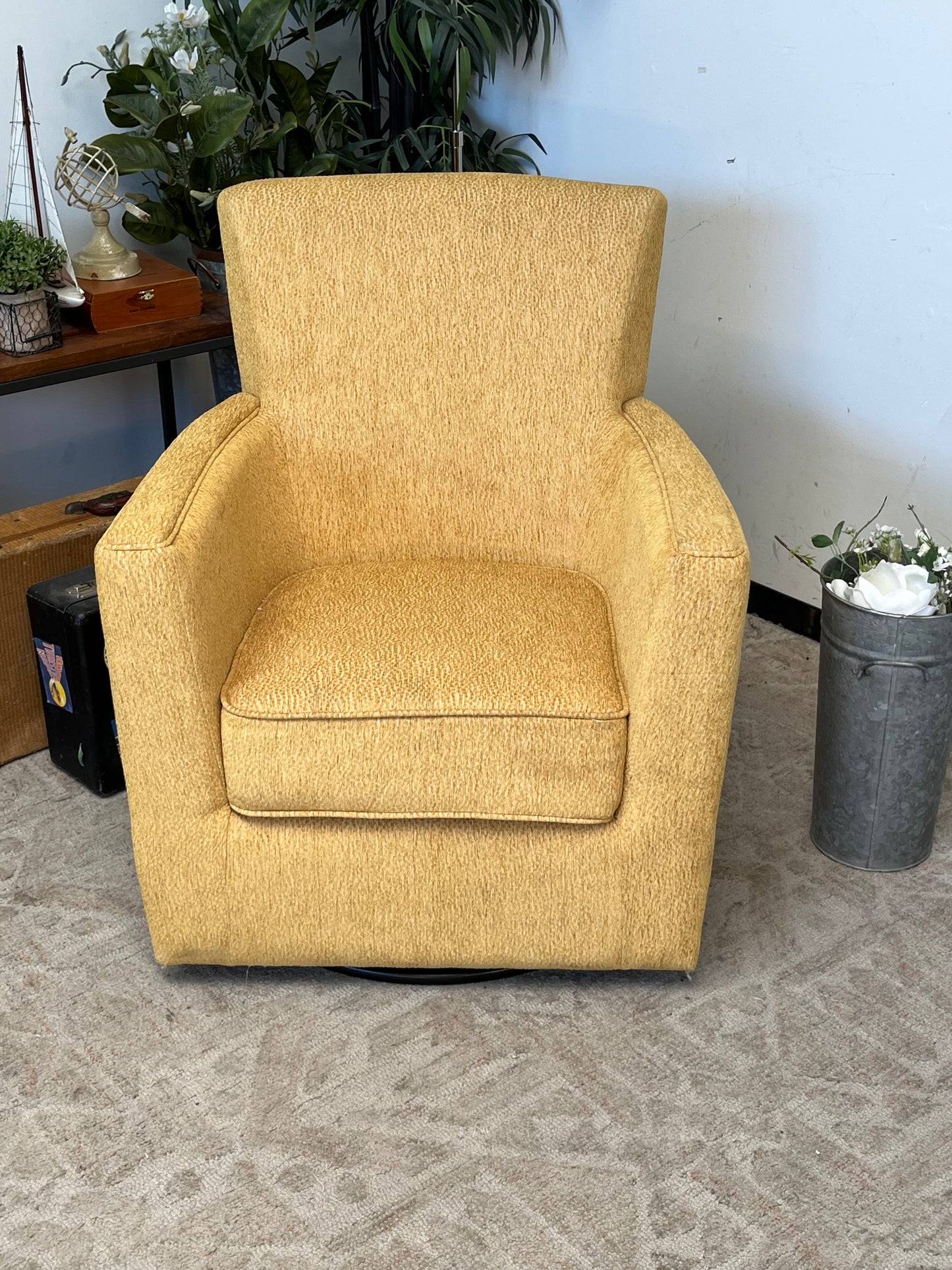 Vintage Style Yellow Swivel Chair