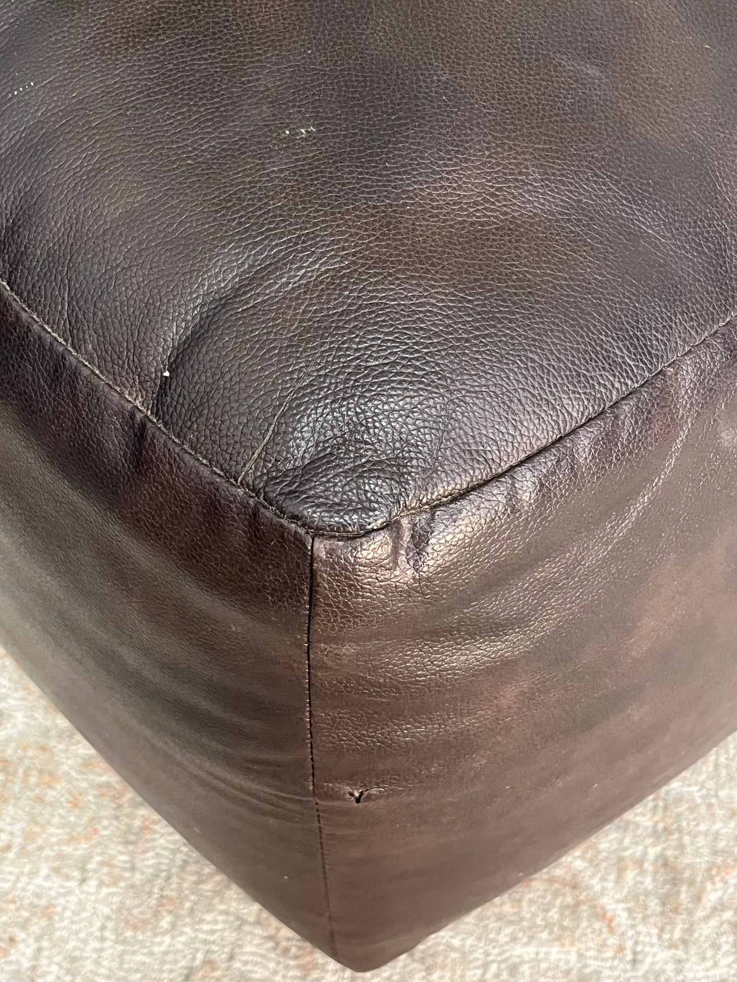 Bonded Leather Brown Ottoman