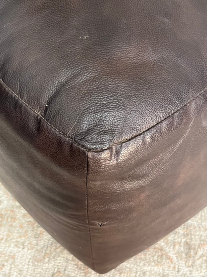 Bonded Leather Brown Ottoman