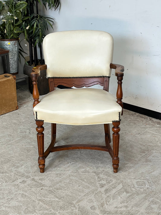 Vintage Nail-Head White Armchair