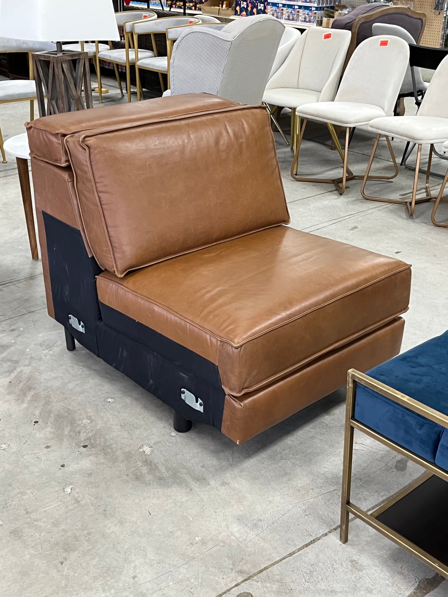 Armless Single Leather Chair