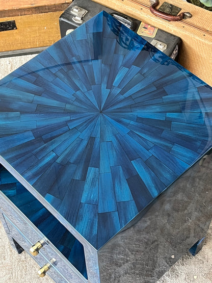 Modern Faux Horn Blue Nightstand