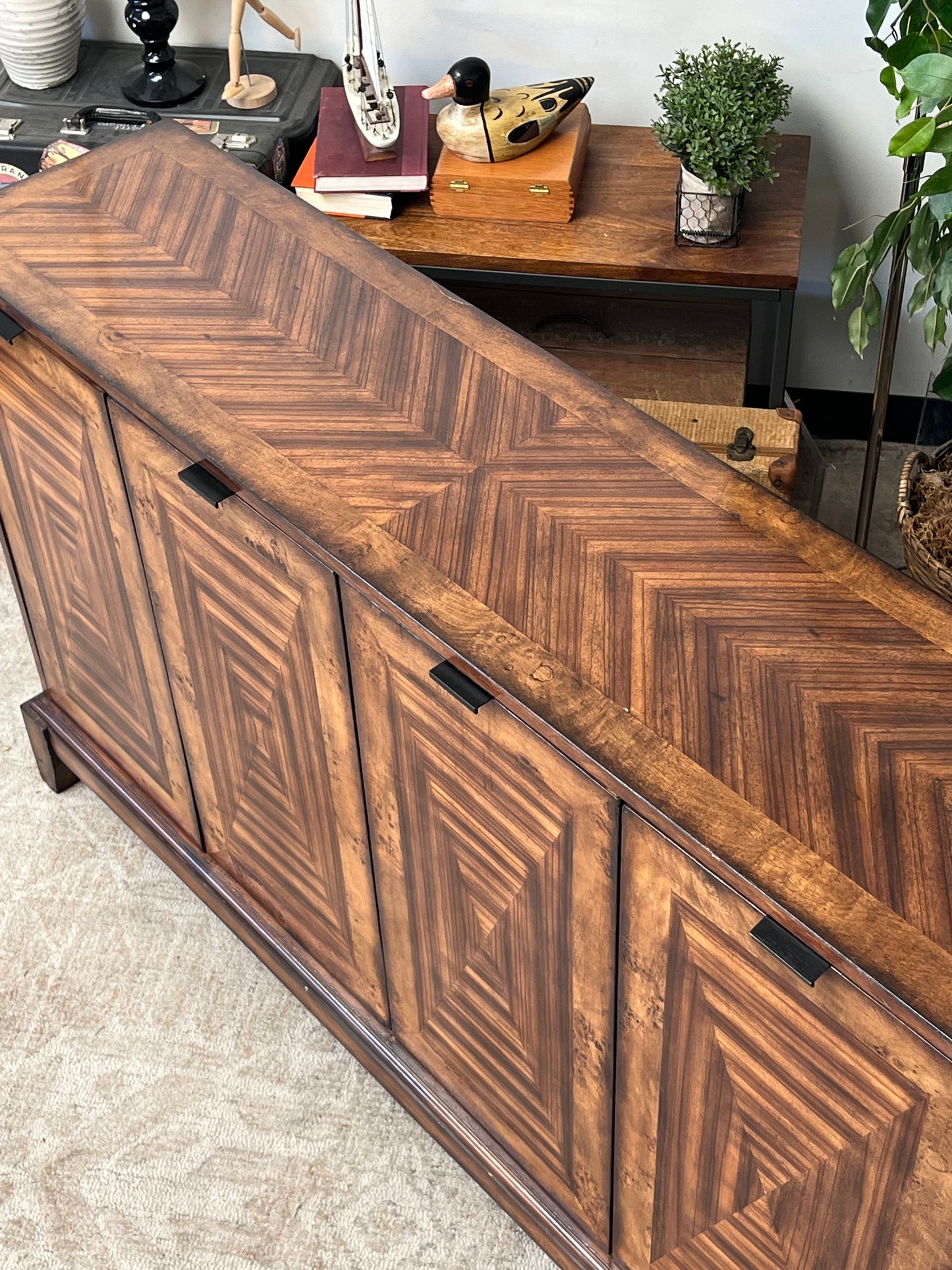 Modern Walnut Veneer Sideboard