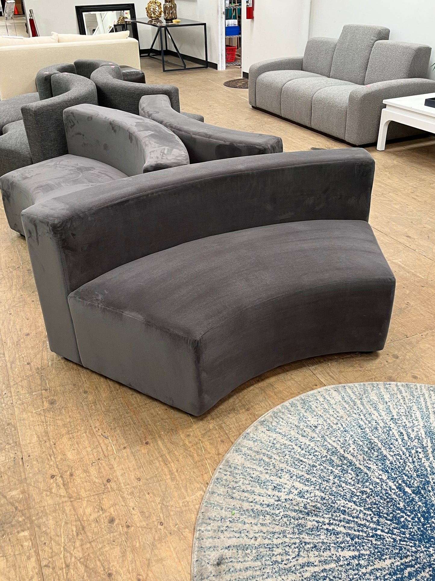 Modular Suede Rounded Sectional Seat
