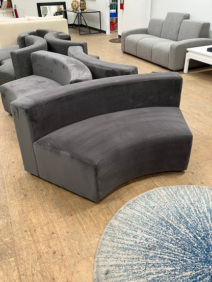 Modular Suede Rounded Sectional Seat