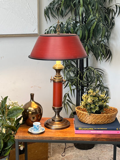 Vintage Red Brass Table Lamp