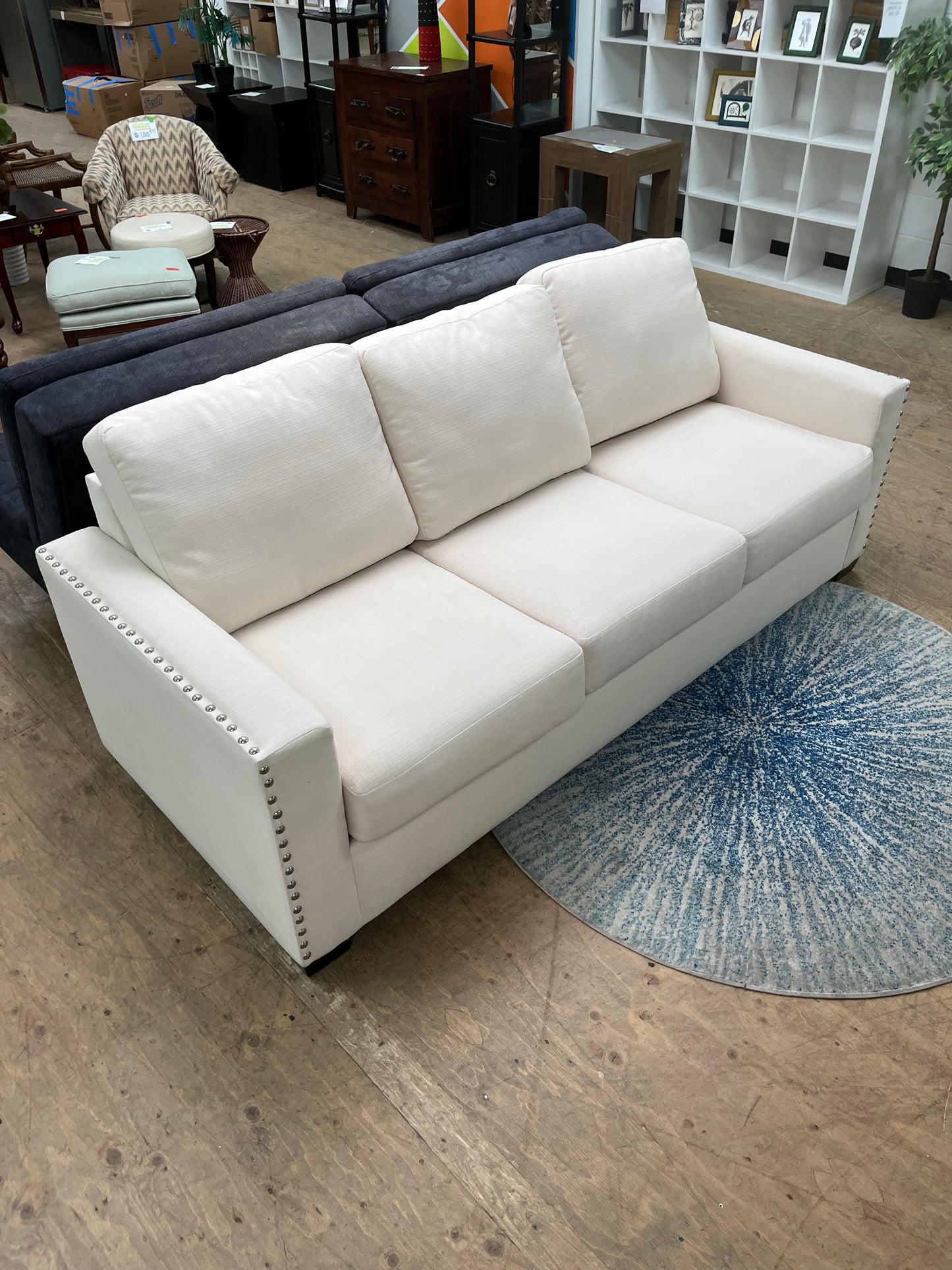 Modern Style White Linen Couch