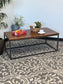 Brown Wooden Coffee Table With Metal Frame