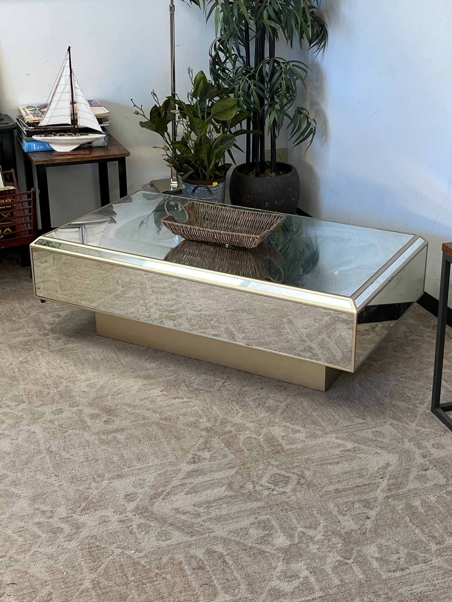 Modern Mirrored Glass Coffee Table