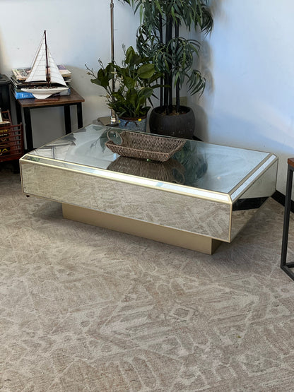 Modern Mirrored Glass Coffee Table