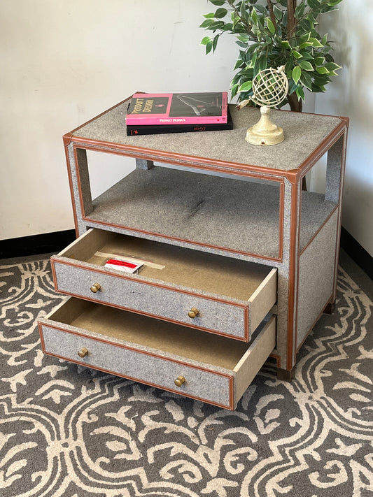 Linen & Leather Double Door Nightstand