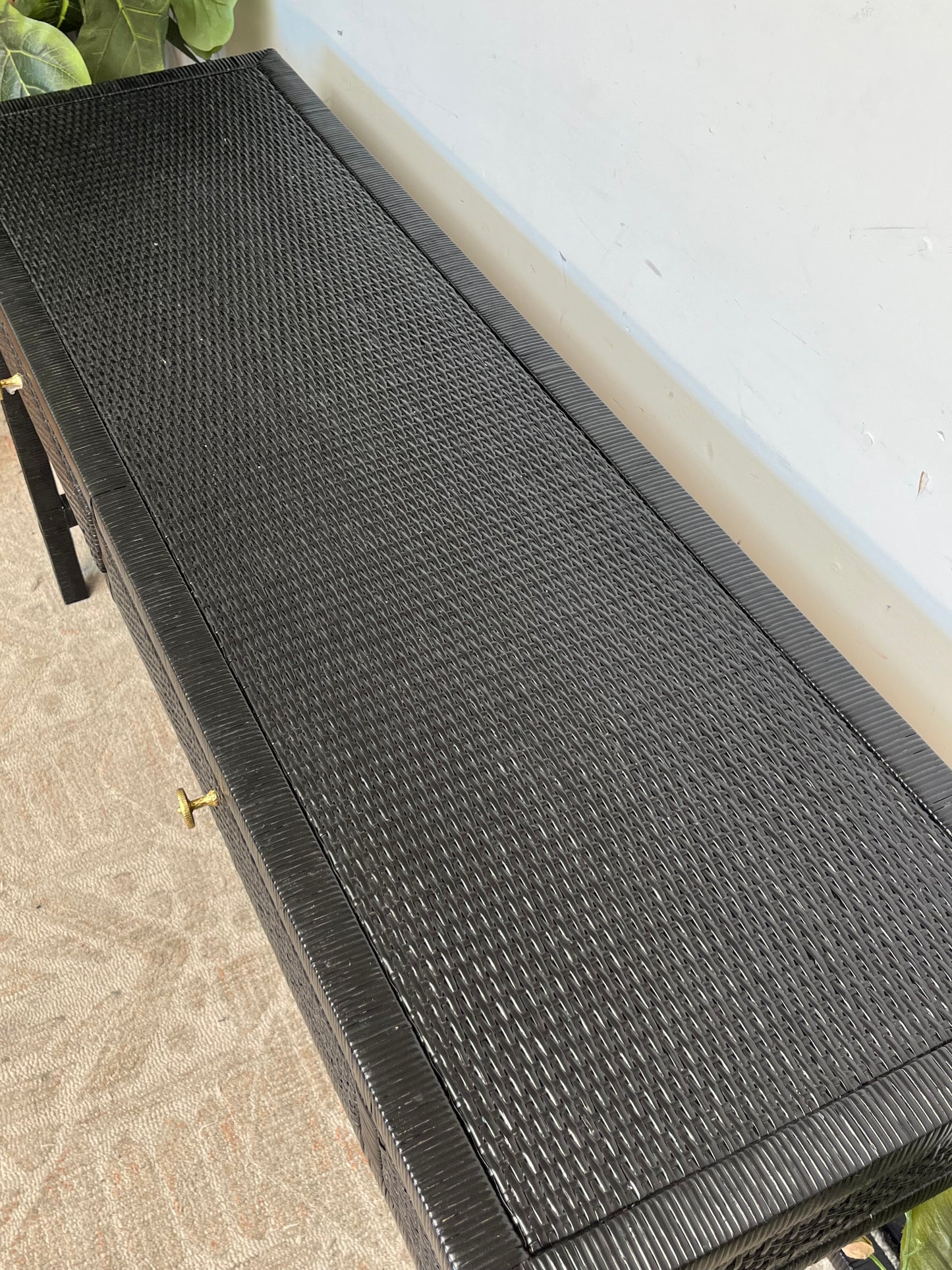 Modern Black Rattan Console