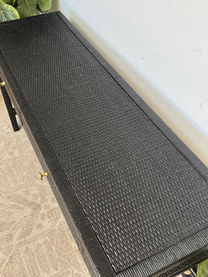Modern Black Rattan Console