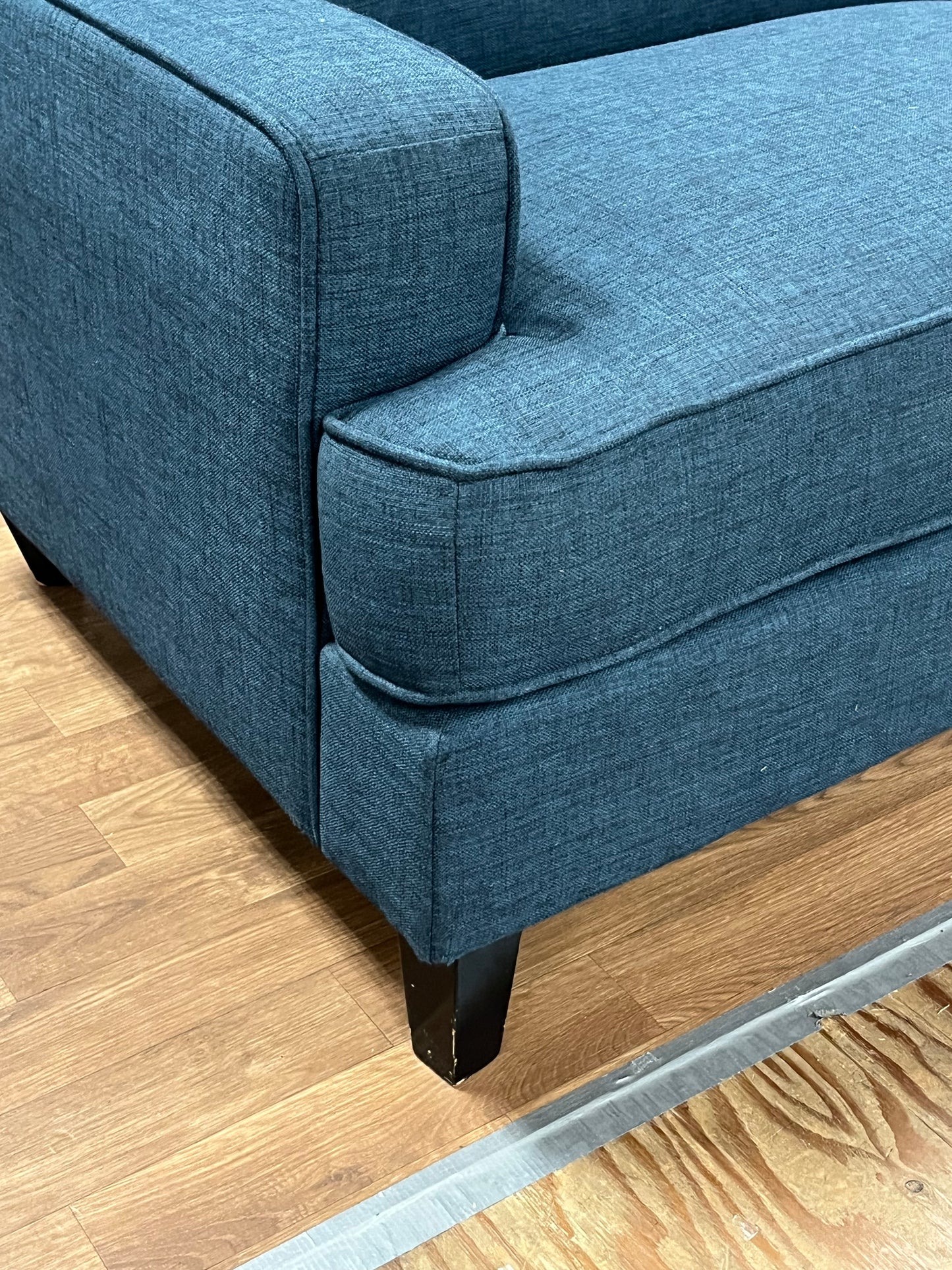 Modern Blue Linen Loveseat