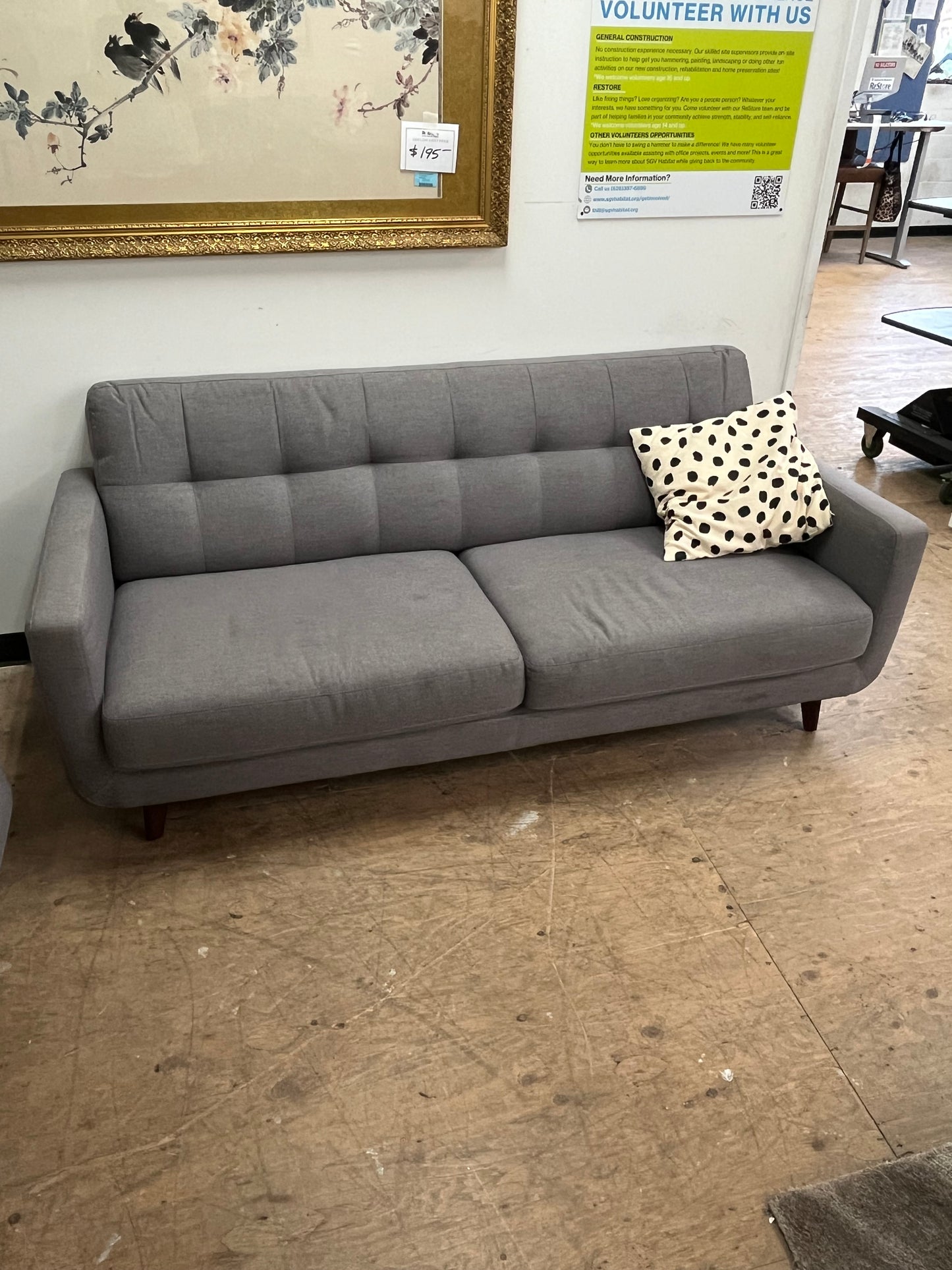 Mid-Century Modern Gray Couch
