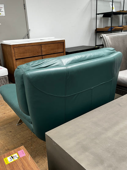 Post Modern Green Leather Armchair