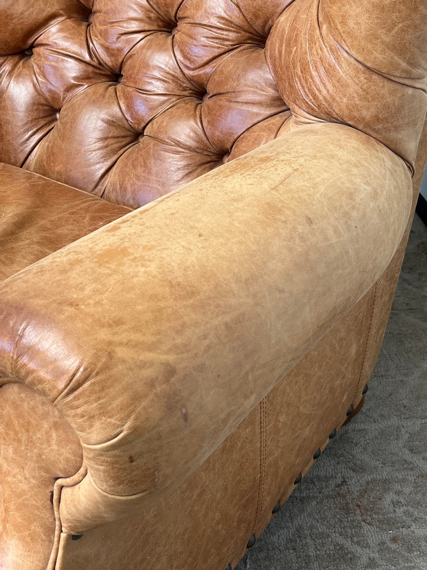 Vintage Style Faux Leather Club Chair
