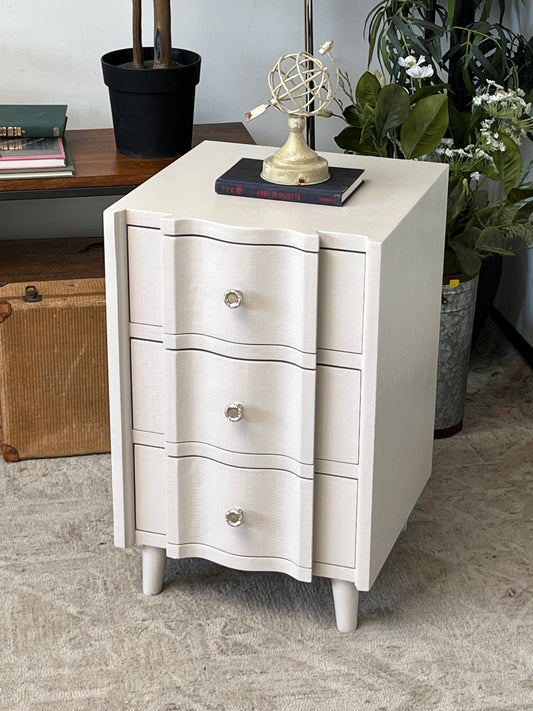 3-Drawer Faux Raffia Nightstand