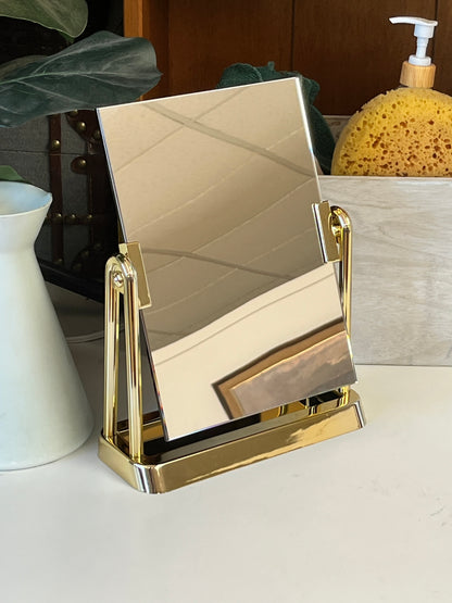 Small Mirror With Gold Stand