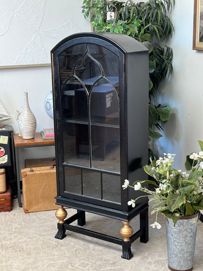Antique Style Black China Hutch