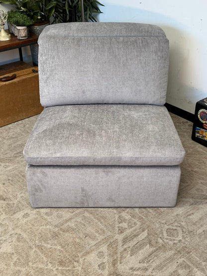 Armless Single Gray Linen Chair