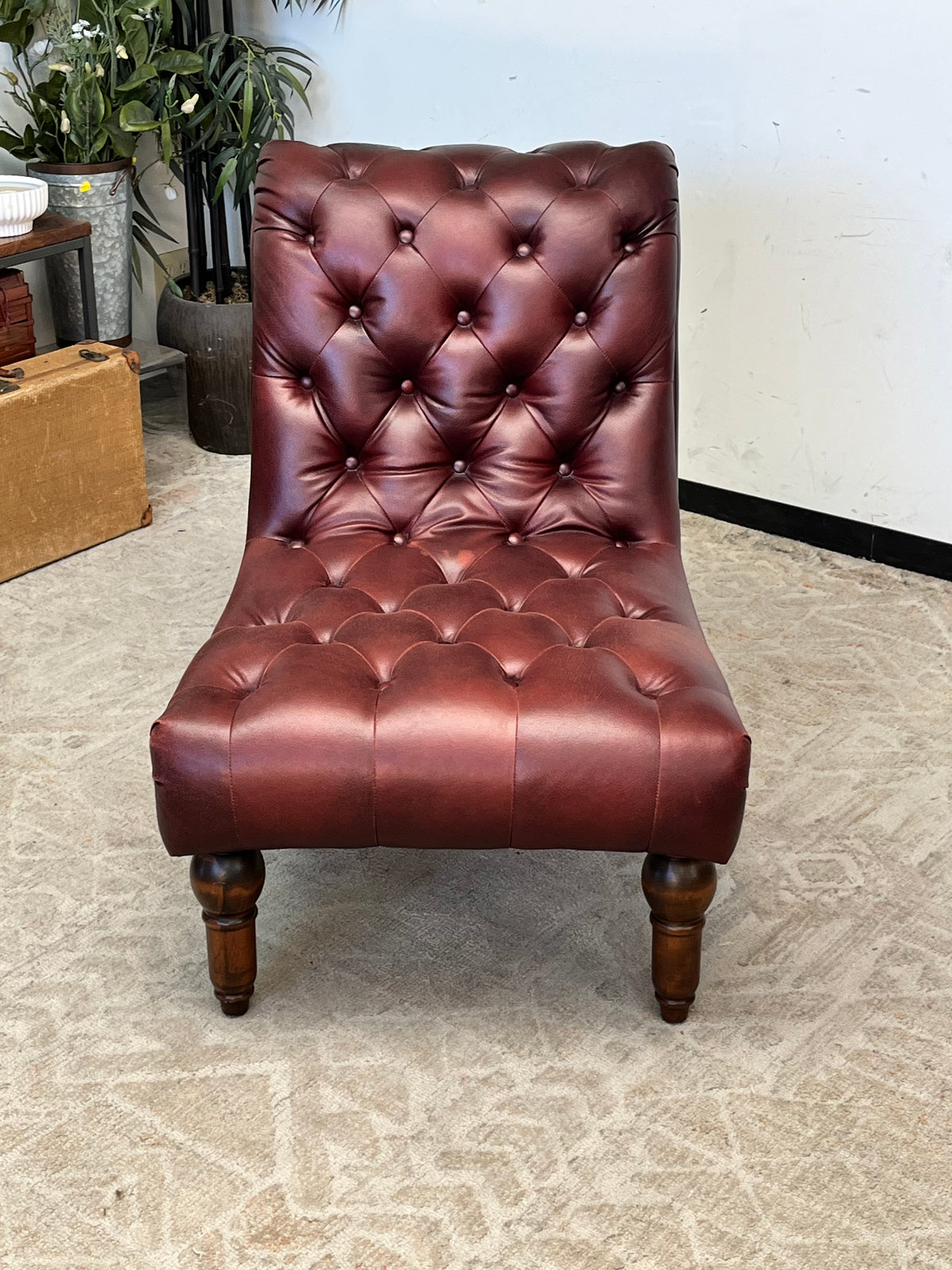 Faux Leather Tufted Club Chairs