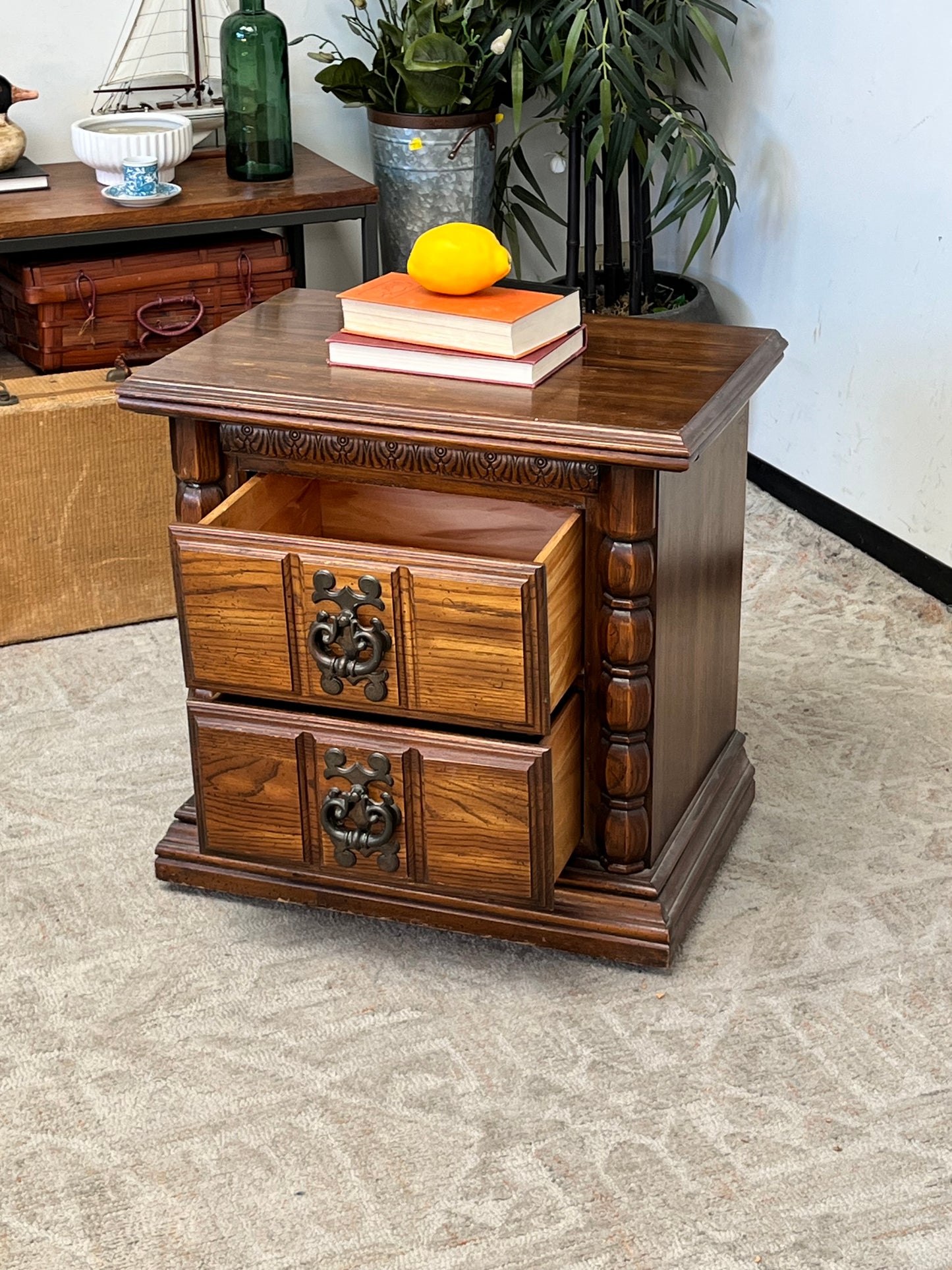 Vintage Column-Style Nightstand