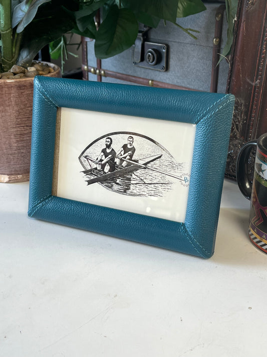 Traditional Leather 4" x 6" Teal Picture Frame