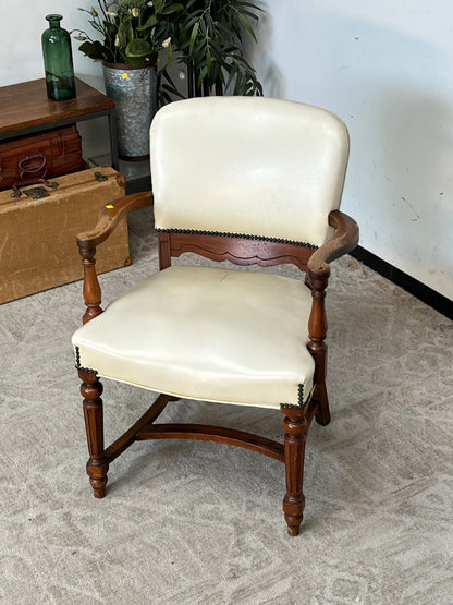 Vintage Nail-Head White Armchair