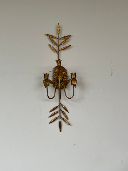 Rustic Style Floral Gold Sconce