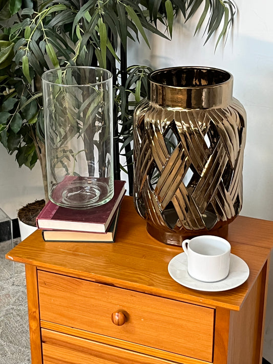 Modern Ceramic Gold Candle Hurricane