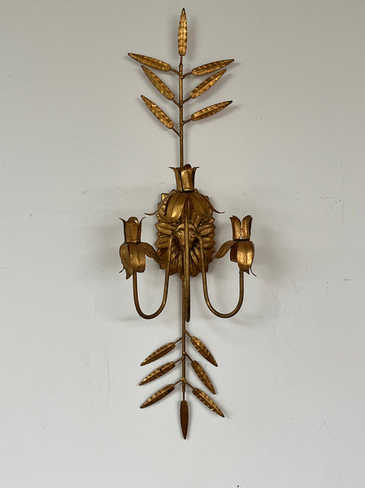 Rustic Style Floral Gold Sconce
